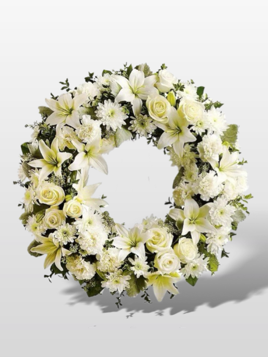 Peaceful Reflections: White and Green Sympathy Wreath