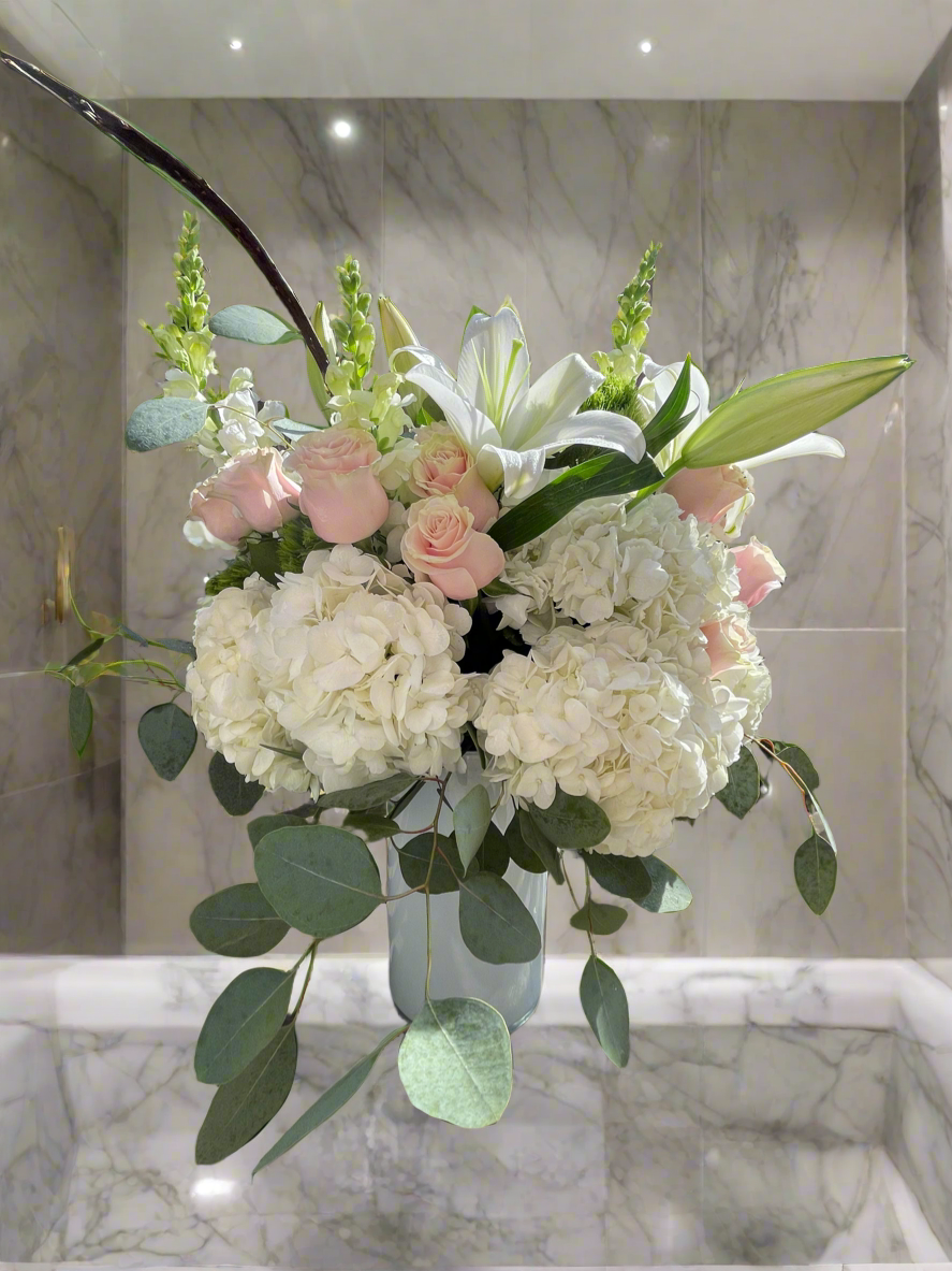 Blushing Beauty-Flower Tall Vase Arrangement