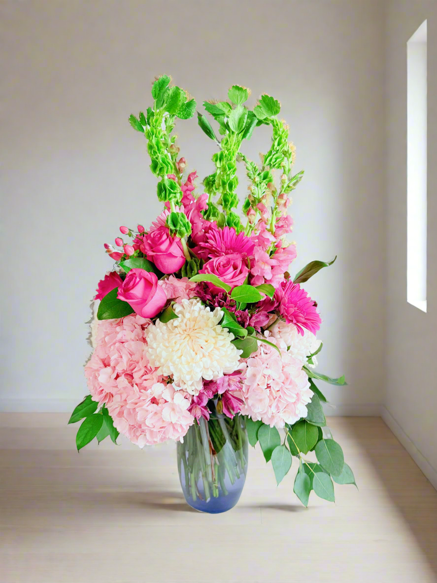Floral Bloom-Tall vase flower arrangement