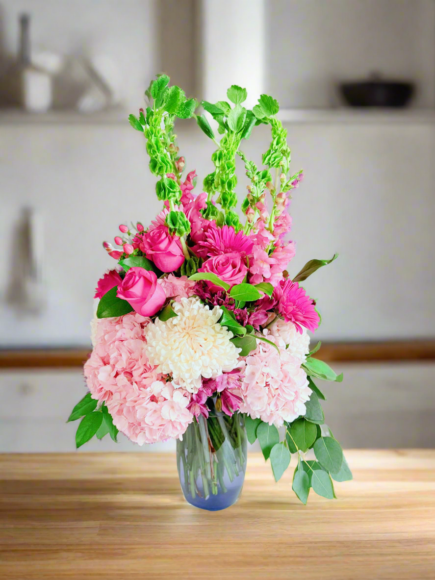 Floral Bloom-Tall vase flower arrangement