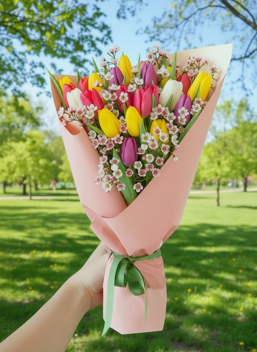 Tulip Sunshine Mix-Tulip Flower Bouquet