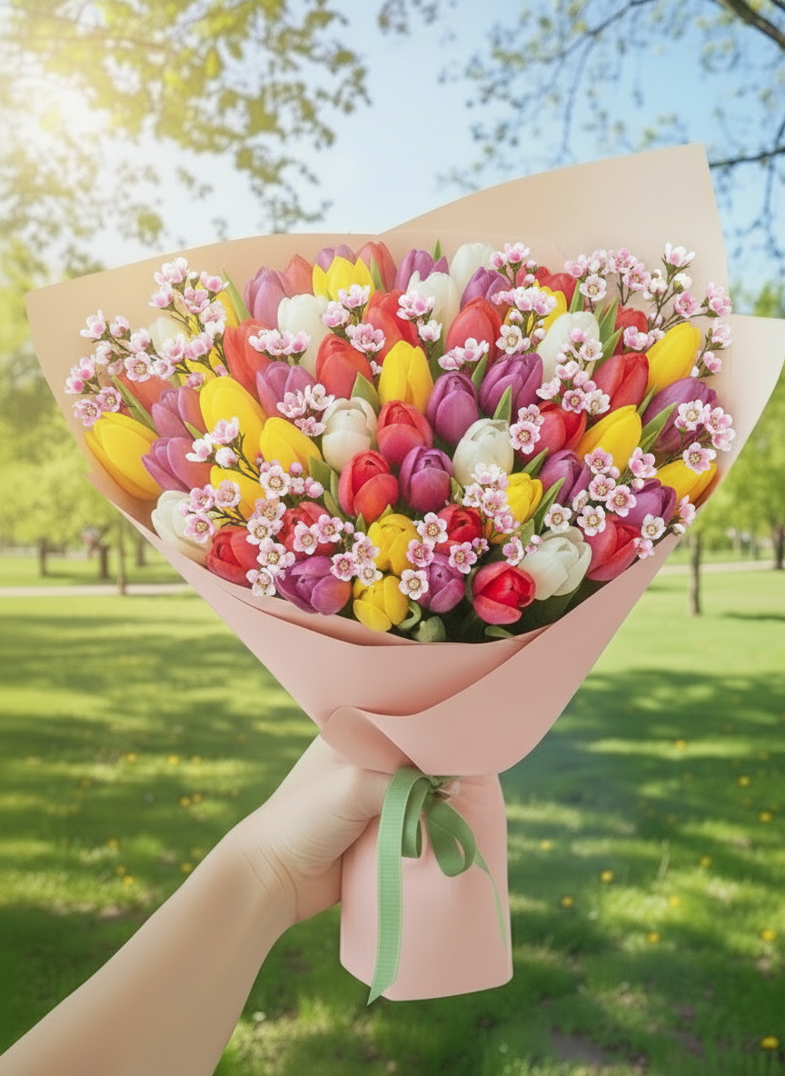 Tulip Sunshine Mix-Tulip Flower Bouquet